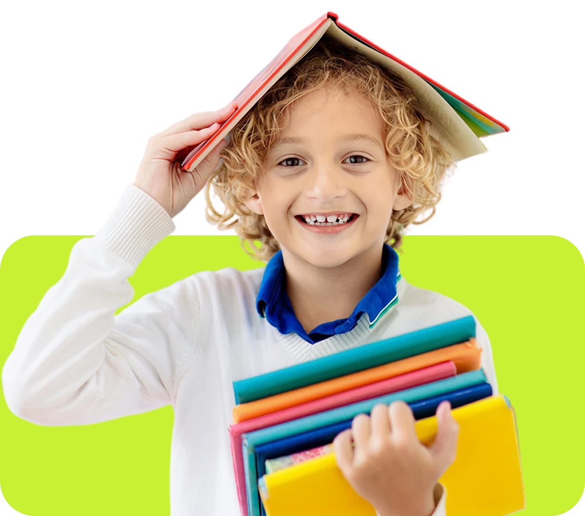 Kind mit bunten Büchern